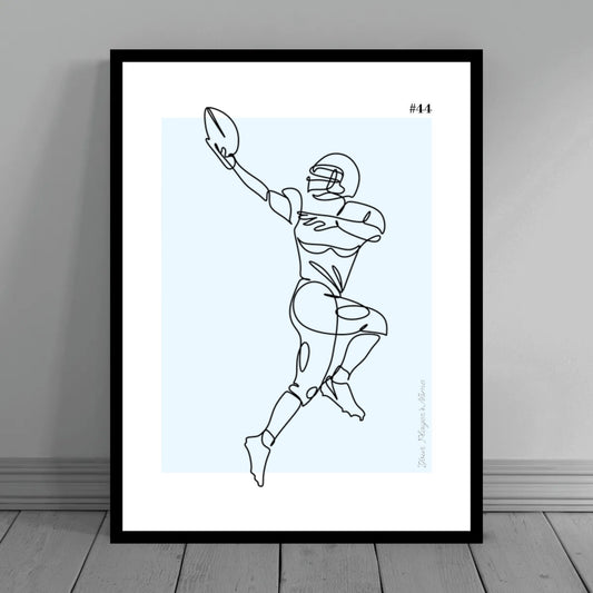 Original Custom Sports Line Drawing  Poster Print